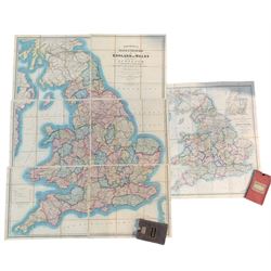 James Wyld - linen backed engraved pocket map of England Wales and Scotland describing all the Direct and principal Crofs Roads in Great Britain together with Cruchleys Railway and Station Map of England and Wales (c.1850): A Set of six linen-backed folding map engraving 