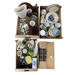 Quantity of ceramics and glass including a Hornsea Studio Craft vase no. 392, Carlton Ware, Sylvac, teaware, crested ware etc in four boxes