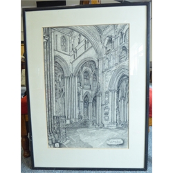  Jim Gott (British 1897-1980): 'In the North Transept Ripon Cathedral', pencil signed, titled and dated '39, 77cm x 52cm  Notes: Gott was a popular local character in Ripon who specialised in intricately detailed drawings. He spent most of his life working as a postman, except for a brief spell in the army. He had no formal art training and was self-taught his son Kelvin later studied at The Slade School of Fine Art in London. Gott also had other talents, playing the piano, writing poetry and penning the local pantomime as the dame.  