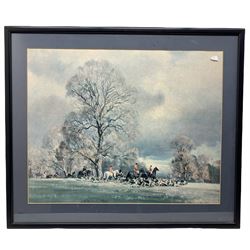 After Gilliam E Hoare (British 20th century): 'Red Rum and L'Escargot at the Last', limited edition colour print signed and numbered 196/700 together with after Frank Wootton (British 1911-1998): 'The Southdown Hunt in Firle Park', colour print max 60cm x 76cm (2)