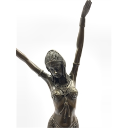 Art Deco style bronze figure of a dancer, after 'Chiparus', H56cm overall