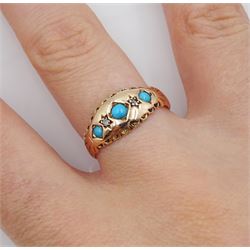 Early 20th century 9ct gold five stone turquoise and diamond ring by John Thompson & Sons, Birmingham 1912