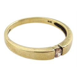 9ct gold tension set single stone round brilliant cut champagne diamond ring, hallmarked 