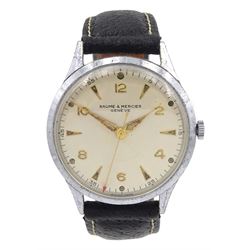 Baume & Mercier gentleman's manual wind wristwatch, backcase No. 514335 505, on black leather strap