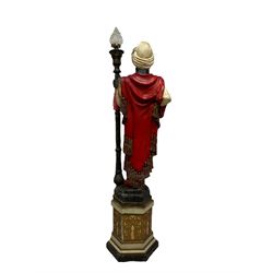 Standard lamp in the form of a  Moorish courtier holding a light in the form of a torch staff, H200cm