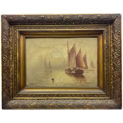 William James Smith Crampton (British 1855-1935): Shipping at Dusk, pair oils on board signed 30cm x 44cm (2)