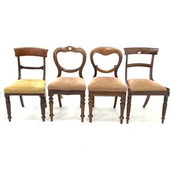 Mixed set of four Victorian mahogany dining chairs, 