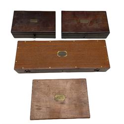 Cased set of drawing instruments by Elliott Bros. London inscribed J.S.Preston and three other cases of drawing instruments