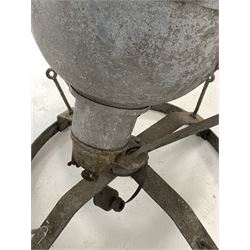 Early to mid 20th century industrial metal spot light/ search light, on a circular adjustable base H75cm