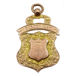 9ct gold fob medallion, Chester 1919, approx 6.83gm