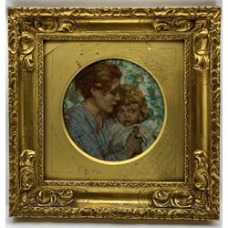 William Lee Hankey R.W.S. (British, 1869-1952): Mother and Child, oil on panel signed, circular frame 29cm x 29cm