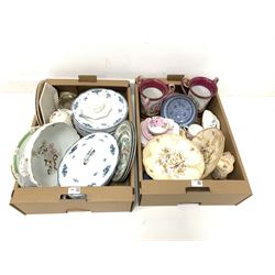 Collection of ceramics to include Wedgwood bowls, Paragon cup and saucer, two Crown Ducal comports etc in two boxes