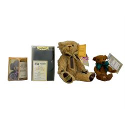 Four Merrythought teddy bears, including Millenium 2000 by Jacqueline Revitt; limited edition Ginger Nut, 184/500; limited edition miniature Cheeky Amethyst, 5/500; and limited edition This Morning America, Hope (4)