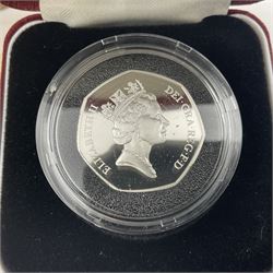 The Royal Mint United Kingdom 1992 1993 dual dated EEC silver proof piedfort fifty pence coin, cased with certificate