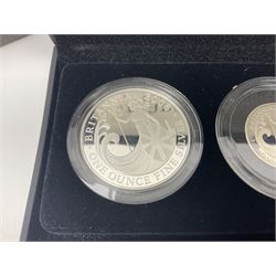 The Royal Mint United Kingdom 2008 silver proof Britannia four coin set, cased with certificate