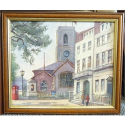  Angela Stones (British 1914-1995): 'St Peters Church, Eaton Square, London' and 'Chelsea Old Church, Cheyne Walk', two watercolours signed 45cm x 36cm and 24cm x 29cm (2)  Notes: Stones was a former member of Chelsea Art Society  