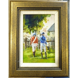  David 'Mouse' Cooper (British Contemporary): 'Newmarket July Course', oil on board signed 18cm x 12cm  