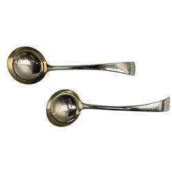 Pair of Edwardian silver sauce ladles engraved with initials London 1909 MakerJosiah Williams & Co,, approx 5.1oz
