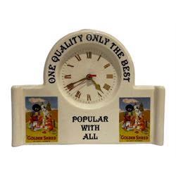 Golden Shred Golly advertising clock, marked 'Made in England' H24cm