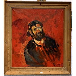 Mick Arnup (British 1923-2008): Self Portrait in Red, oil on canvas signed and dated '69, 89cm x 79cm 
Provenance: By direct descent from the Arnup family