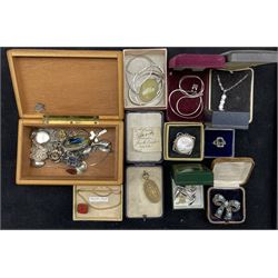 Silver jewellery and collectables including a Dublin enamel charm, Victorian fob, Mother-of-pearl mounted silver brooch stamped 925, silver ring etc