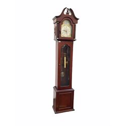 20th century mahogany long case clock, Westminster chiming German movement, 