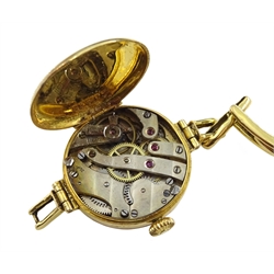 Swiss 18ct gold ladies manual wind wristwatch, case by Stockwell & Co, London import marks 1921, on gold expanding strap stamped 18ct  
