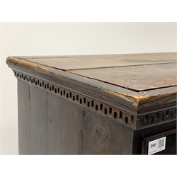 George III mahogany tall chest fitted with two short and six long graduated drawers under dentil cornice, raised on bracket supports, W85cm, H160cm, D49cm