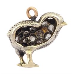 Victorian / Edwardian gold and silver rose cut diamond chick pendant / charm