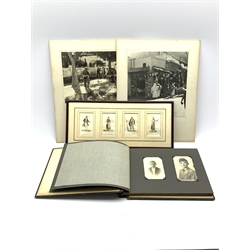  'Malaya' photograph album and contents of military and other photographs, two large black and white photographs of Tangier and Spain and a frame containing four costume prints  