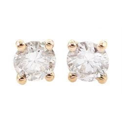 Pair of 18ct rose gold diamond stud earrings, total diamond weight approx 0.40 carat