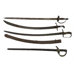 19th century Naval boarding cutlass and three Georgian swords (4)
