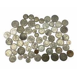 Approximately 580 grams of pre 1947 Great British silver coins including half crowns, florins and sixpence pieces 
