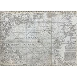 Emanuel Bowen (British 1694-1767): 'A New Chart of the Vast Atlantic Ocean Exhibiting the Seat Of War both in Europe and America', 18th century engraved map pub. c1740, 31cm x 43cm