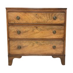 George III mahogany chest, the rectangular top over three cock beaded and graduated drawers 