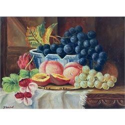English School (20th century): Still Life of Fruit, oil on panel signed 17cm x 23cm