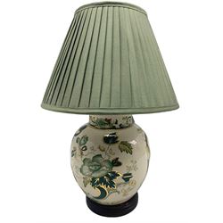 Mason's Chartreuse pattern table lamp in the form of a ginger jar, with pleated shade, H46cm overall