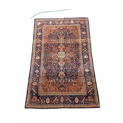 Persian Hamadan red ground rug of all over geometric design, () together with another Persian rug 