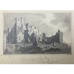 E A Bowen (British early 19th century): 'Middleham Castle', pencil sketch signed and inscribed; H Bettison (Scottish 19th century): 'Glen Afric' 'Loch Broom' and Loch Assynt - Scotland, set three pen and ink drawings together with four further 19th century pencil drawings of castles and four early engravings (12)
