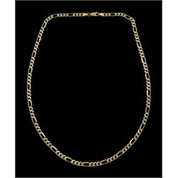 9ct white and yellow gold Figaro link necklace, hallmarked