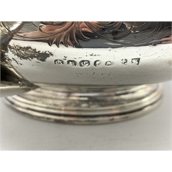 Early Victorian silver tea pot of compressed circular design, the lift formed as a seated Chinese figure and engraved with scrolls and Chinese buildings with a presentation inscription to the base D19cm Birmingham 1841 Maker G R Collis 23.9oz 