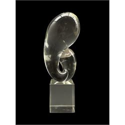 Livio Seguso (Italian 1930-): Large Murano glass sculpture on frosted glass plinth, signed and dated 72' H37cm 