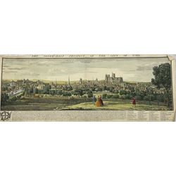 Samuel Buck (British 1696-1779) and Nathaniel Buck (British 18th century): 'The South-East Prospect of the City of York', engraving with hand colouring pub. c1745, 80cm x 30cm (unframed)
