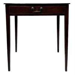 Georgian mahogany lowboy, the rectangular top with rounded front corners over one frieze drawer, raised on square tapering supports 