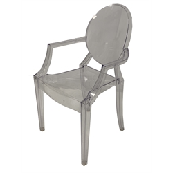 Philippe Starck for Kartell - Clear acrylic 'Louis Ghost' chair (W53cm) together with a matching child's purple acrylic 'Lou Lou Ghost' chair