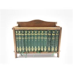 Handy- Volume series of Shakespeares works13 vols published Bradbury Agnew in green boards and in original open bookcase W28cm 