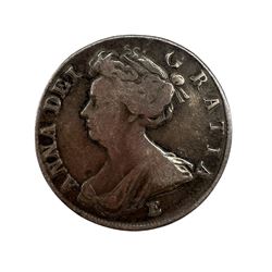 Queen Anne 1707 half crown coin, E below bust, Edinburgh mint
