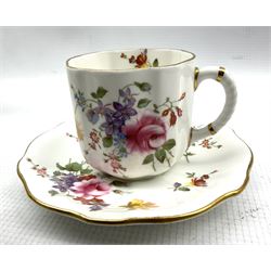 Royal Crown Derby 'Derby Posies' pattern part tea and coffee set comprising cups, saucers, plates, teapot, sugar bowl, milk jug and cake platter (56) 