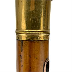 Early 19th century malacca walking cane with silver gilt pommel, engraved with the Rotherfield Family Crest and monogram P.A, London 1820, L106cm