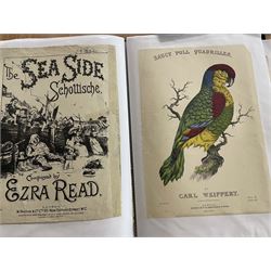 An album of Victorian and later sheet music covers to include Taming of the Shrew, Nursery Rhymes, Mandolina Mexican Serenade, Pretty Lips, Saucy Poll Quadrilles, Joan of Arc and other related titles (approx 40, plus later printed covers) Provenance: From the Estate of a Local private collector